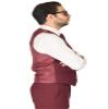 AZAR MAN Men's Slim Fit Dress Suit Vest 5 Button Adjustable Back Strap 48 Chest (XXLarge), Solid Burgundy view 3