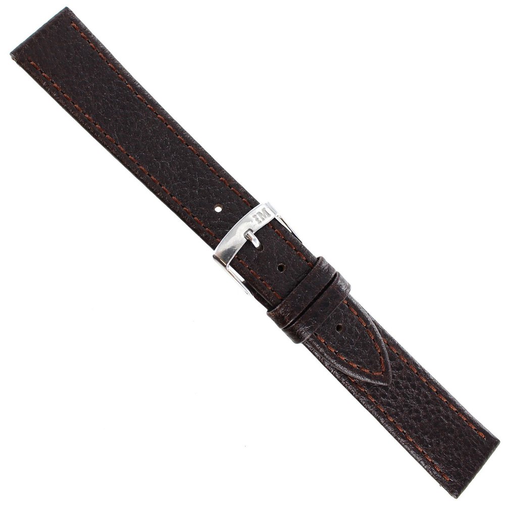 16mm Milano Brown Textured Genuine Italian Leather Stitched Watch Band XL 753