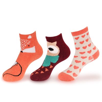 BambooMN Women's Fuzzy Christmas Socks - Warm Plush Holiday Gift - 3 Pairs - Asst G