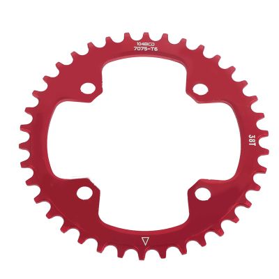 Dioche Narrow Wide Chainring, Single Chainring, 32/34/36/38 Carbon Steel Narrow Wide Chainring for BCD 104mm Speed Fat Mountain (38T-Red)