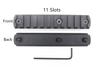 11 Slots Picatiny/Weaver Rail Section for KEYMOD Rail CNC Aluminum Black Anodized view 2