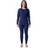 Fruit of The Loom Women's Fleece Lined Thermal Underwear Set Underwear, Indigo Ocean, Small