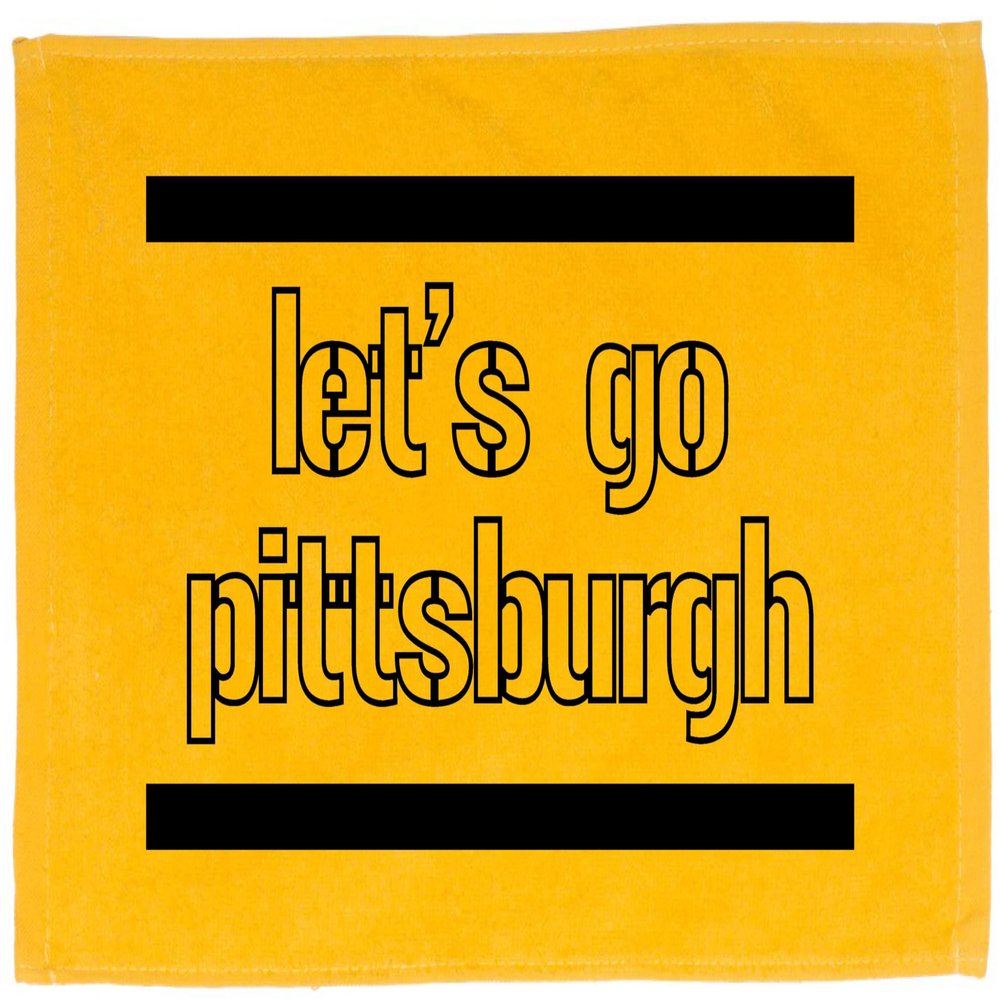BeeGeeTees Let's Go Pittsburgh Black and Gold Hand Towel Football Fan Towel