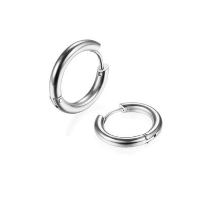 316L Surgical Stainless Steel Huggie Hoop Earrings 12mm Silver Hypoallergenic Earrings Hoop Cartilage Helix Lobes Hinged Sleeper Earrings For Men Women(E02:12mm Silver(THK 2.0mm))