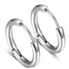 316L Surgical Stainless Steel Huggie Hoop Earrings 10mm Silver Hypoallergenic Earrings Hoop Cartilage Helix Lobes Hinged Sleeper Earrings For Men Women(C02:10mm Silver(THK 2.0mm)) view 3