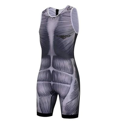 JPOJPO Cycling Jersey Mens Sleeveless Skinsuit Triathlon Swimsuit/Front Zip/Back Pocket Black Muscle XXXL