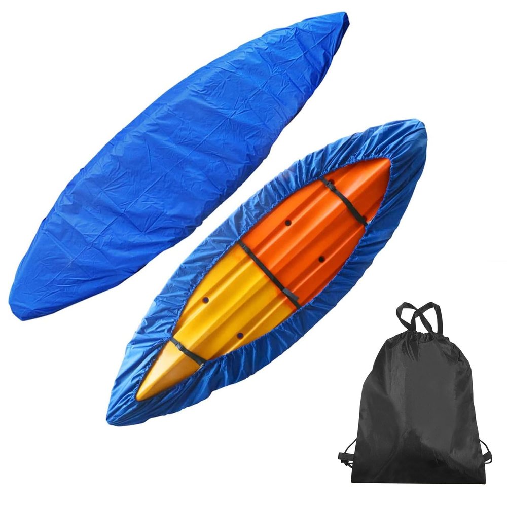 (2.6m-6m/7.8-18ft) Kayak Cover Canoe Cockpit Dust Cover, Waterproof UV Sunblock Shield Protector for 7 Sizes Fishing Boat,Kayak,Canoe,Paddle Board (Blue, Suitable for (3.6-4m/10.8-12ft) Kayak)