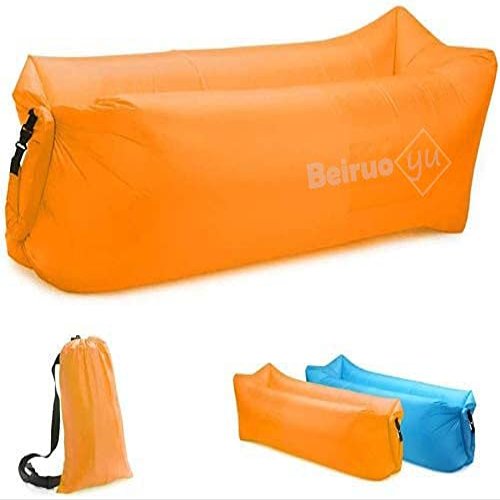 Beiruoyu Inflatable Lounger Air Chair Sofa Bed Sleeping Bag Couch for Beach Camping Lake Garden (Orange)