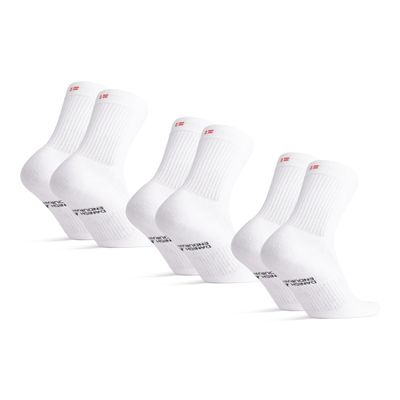 DANISH ENDURANCE Athletic Tennis Socks for Women & Men, Crew Length, 3 or 6-Packs, White, Medium