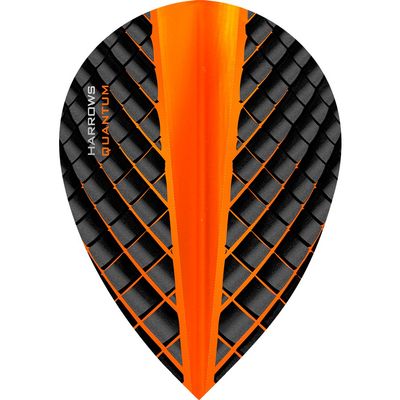 Harrows Quantum Dart Flights - 100 Micron - Pear - 3D Effect - 1 Set (3) (Orange)