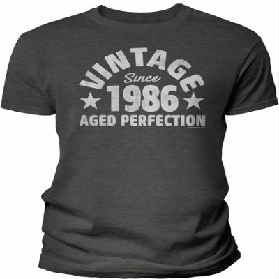 1986 Birthday Shirt for Men - Vintage Since 1986 Aged Perfection - Distressed - 40th Birthday Gift - F/Dk. Heather-4X