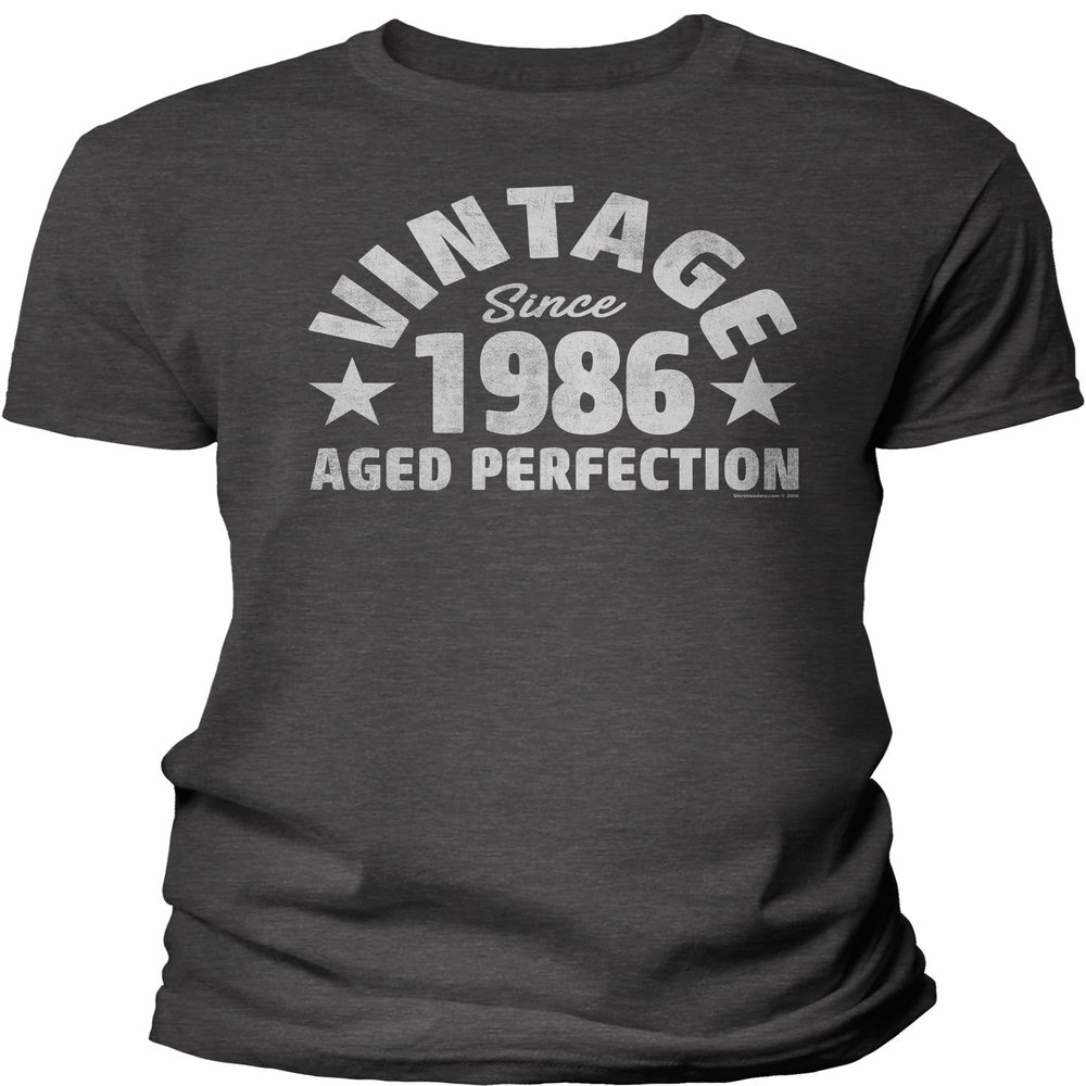 1986 Birthday Shirt for Men - Vintage Since 1986 Aged Perfection - Distressed - 40th Birthday Gift - F/Dk. Heather-4X