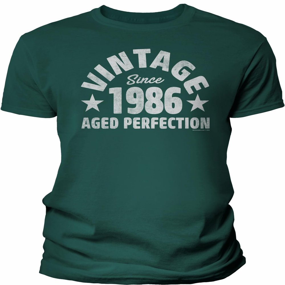 1986 Birthday Shirt for Men - Vintage Since 1986 Aged Perfection - Distressed - 40th Birthday Gift - F/Forest-4X