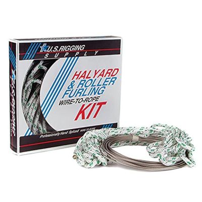 US Rigging Supply 7/32" X 60' Stainless Steel Wire-to-Rope Halyard Rope Kit (Green Tracer)