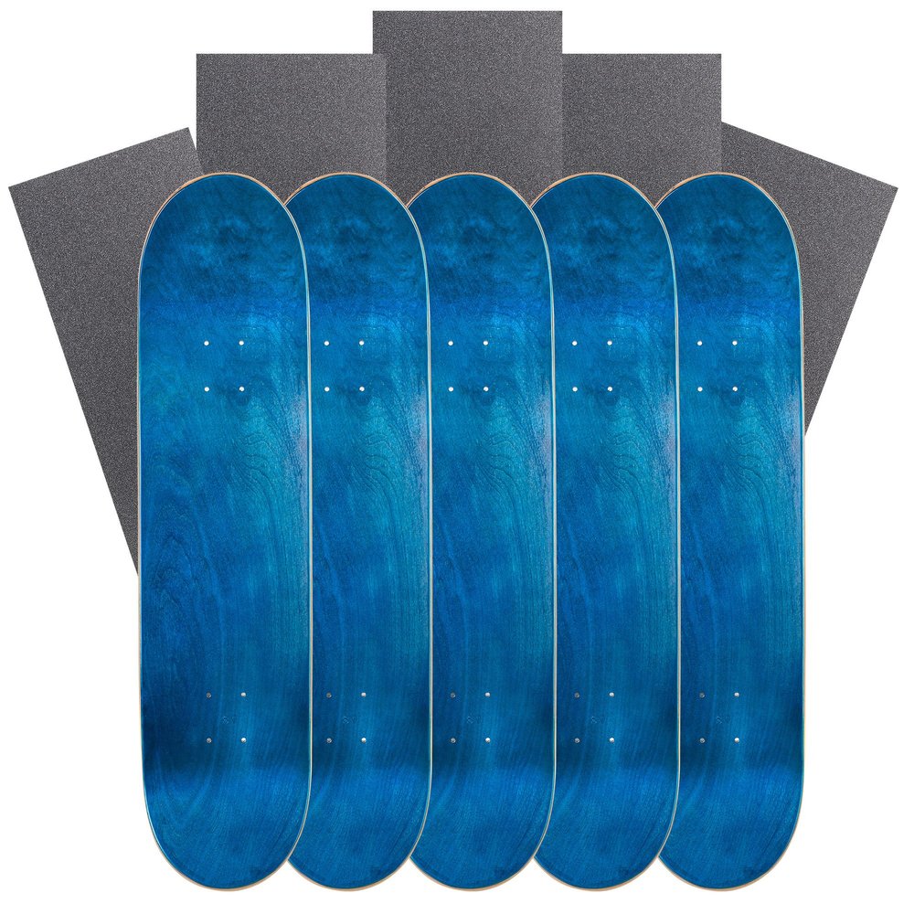 Cal 7 Blank Maple Skateboard Decks with Grip Tape (Bundle of 5) (Blue, 8.25")
