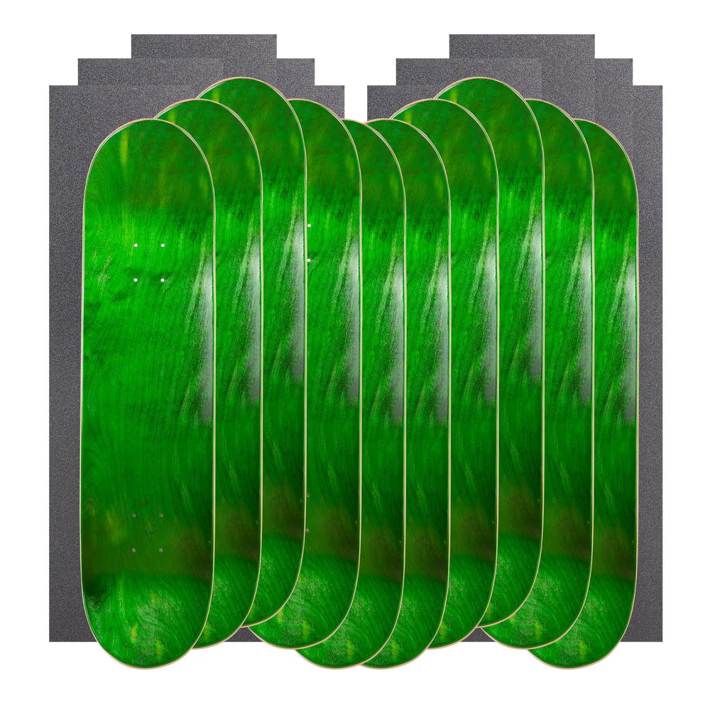 Cal 7 Blank Maple Skateboard Decks with Grip Tape (Bundle of 10) (Green, 7.75")