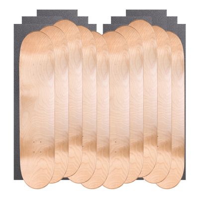 Cal 7 Blank Maple Skateboard Decks with Grip Tape (Bundle of 10)(Natural, 7.75")