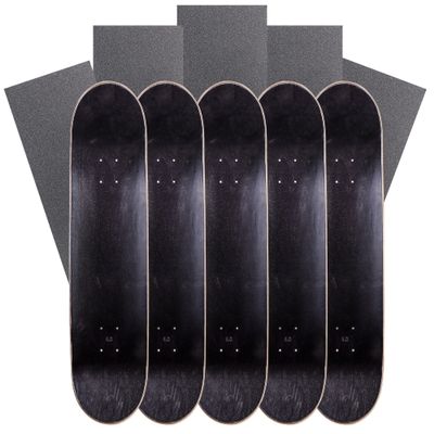 Cal 7 Blank Maple Skateboard Decks with Grip Tape (Bundle of 5) (Black, 7.75")