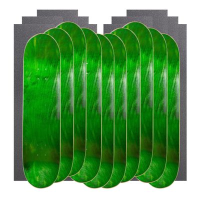 Cal 7 Blank Maple Skateboard Decks with Grip Tape (Bundle of 10) (Green, 8.25")