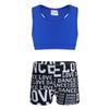 Alvivi Kids Girls Two Pieces Sports Dance Outfit Crop Tops Bra with Shorts Set Gymnastics Athletic Leotard Swimwear Blue&Black 5-6 view 1