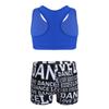 Alvivi Kids Girls Two Pieces Sports Dance Outfit Crop Tops Bra with Shorts Set Gymnastics Athletic Leotard Swimwear Blue&Black 5-6 view 2