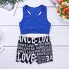 Alvivi Kids Girls Two Pieces Sports Dance Outfit Crop Tops Bra with Shorts Set Gymnastics Athletic Leotard Swimwear Blue&Black 5-6 view 3