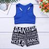 Alvivi Kids Girls Two Pieces Sports Dance Outfit Crop Tops Bra with Shorts Set Gymnastics Athletic Leotard Swimwear Blue&Black 5-6 view 4