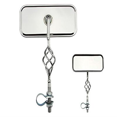 Lowrider Two Cage Rectangle Mirrors All Chrome. Set of Bike Mirrors. Pair of Bicycle Mirrors. 2 Bike Mirrors.