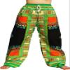 RaanPahMuang African Dashiki Rising Sun Elastic Waist Ankara Pants, Large, Traditional Dashiki - New Black Green view 1