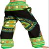 RaanPahMuang African Dashiki Rising Sun Elastic Waist Ankara Pants, Large, Traditional Dashiki - New Black Green view 2