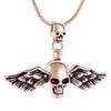 Cremation Jewelry for Ashes - Skull Angel Wing Charm Locket Pendant Necklace Jewelry, Keepsake Memorial Urns Gift for Women/Men, Free 20 Inch Chain+Fill Kit (Rose gold) view 1