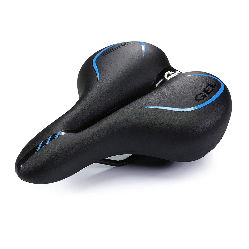 UNISTRENGH Oversized Bike Saddle Seats Extra Wide Big Bum Silica Gel Padded Cushion Bicycle Cycling (Blue/Black)