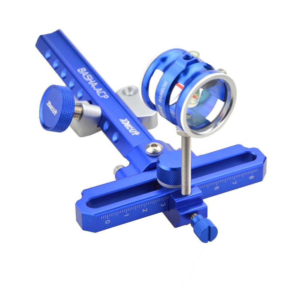 MILAEM Archery Compound Bow Sight Single Pin Scope Sight with 4/6/8X Magnification Lens Aluminum Target Sight Compound Bow Accessory (Blue 1, 8X)