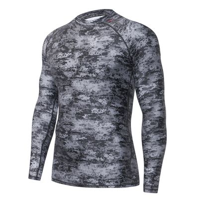 HUGE SPORTS Men's Splice UV Sun Protection UPF 50+ Skins Rash Guard Long Sleeves (Pixel Dark, 2XL)