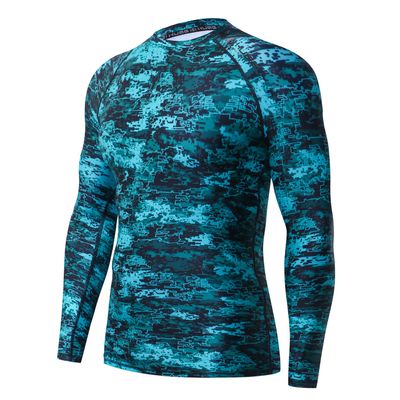 HUGE SPORTS Men's UV Sun Protection UPF 50+ Full Digital Print Rash Guard Long Sleeves (Pixel Green, M)
