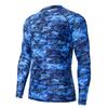 HUGE SPORTS Men's UV Sun Protection UPF 50+ Full Digital Print Rash Guard Long Sleeves (Pixel Blue, L) view 1
