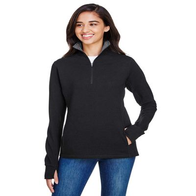J America Ladies' Omega Stretch Quarter-Zip L BLACK