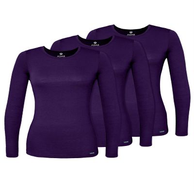 Adar Uniforms Underscrubs for Women 3 Pack - Long Sleeve Comfort Tee - 2903 - Purple - L