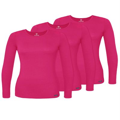 Adar Underscrubs for Women 3 Pack - Long Sleeve Underscrub Comfort Tee - 2903 - Fuchsia - XXS