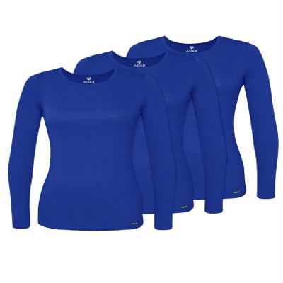 Adar Uniforms, Underscrubs for Women 3 Pack - Long Sleeve Underscrub Comfort Tee - 2903 - Royal Blue - L