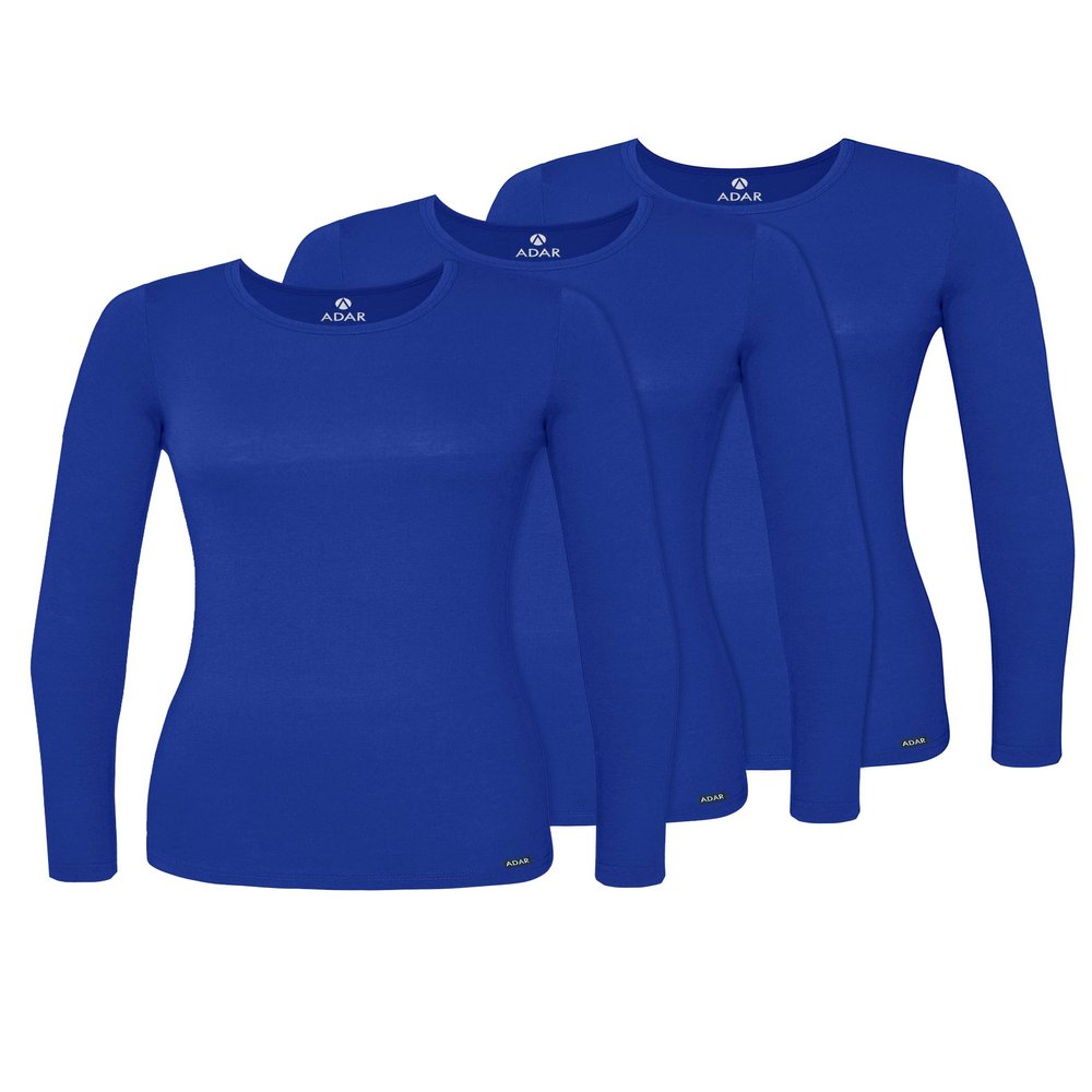 Adar Uniforms, Underscrubs for Women 3 Pack - Long Sleeve Underscrub Comfort Tee - 2903 - Royal Blue - L