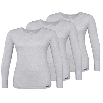 Adar Uniforms, Underscrubs for Women 3 Pack - Long Sleeve Underscrub Comfort Tee - 2903 - Marl Gray - M