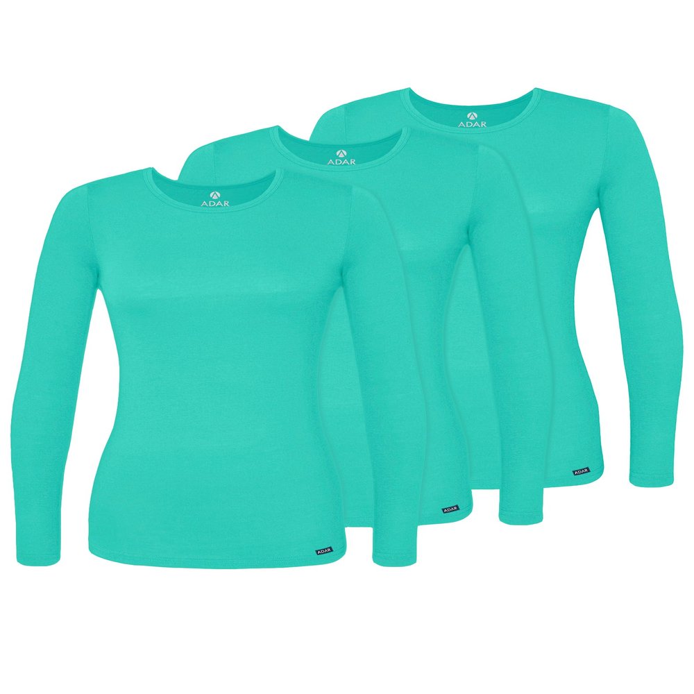 Adar Uniforms Underscrubs for Women 3 Pack - Long Sleeve Comfort Tee - 2903 - Sea Glass - M