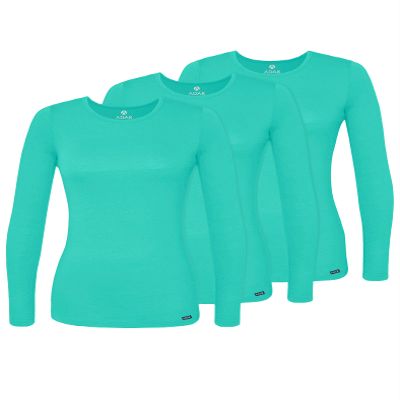 Adar Uniforms Underscrubs for Women 3 Pack - Long Sleeve Comfort Tee - 2903 - Sea Glass - XXS