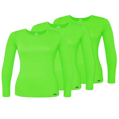 Adar Uniforms Underscrubs for Women 3 Pack - Long Sleeve Comfort Tee - 2903 - Neon Lime Green - XS