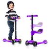 Lascoota 2-in-1 3-Wheel Scooter - Removable Seat Toddler Scooter - 4-Position Adjustable Handlebars Outdoor Toys - LED Light-Up Wheels Toys for Ages 5-7 - Purple, Ages 3-12, 100 lb Max view 2