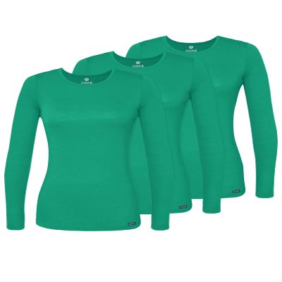 Adar Uniforms Underscrubs for Women 3 Pack - Long Sleeve Comfort Tee - 2903 - Spearmint - S