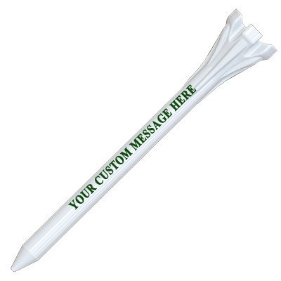 500 Personalized Custom FLYtees - Plastic Golf Tees - 1 Color Imprint 2-3/4" White