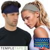 Temple Tape, Value 2-Pack, Mens Headband - Guys Sports Headbands Moisture Wicking Workout Sweatbands for Running, Cross Training, Skiing and Bike Helmet Friendly - 1-Navy & 1-Gray Sweatband view 3