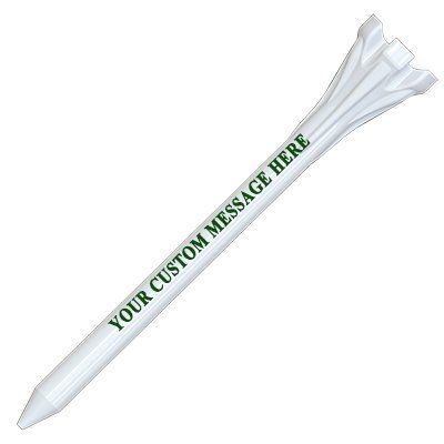 500 Personalized Custom FLYtees - Plastic Golf Tees - 1 Color Imprint 3-1/4" White